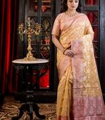 yellow woven organza zari woven all seasons sarees