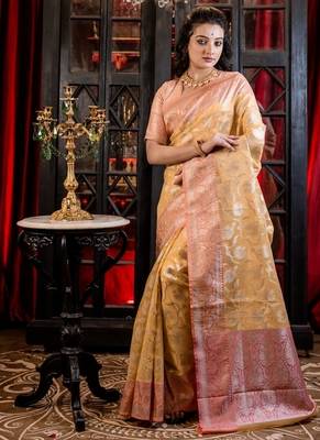 yellow woven organza zari woven all seasons sarees 3