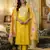 Yellow viscose rayon embroidered ceremonial readymade kurta set with dupatta