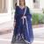 Blue heavy embroidered ethnic gown with dupatta