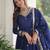 Blue heavy embroidered ethnic gown with dupatta