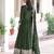 Green heavy embroidered ethnic gown with dupatta