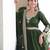 Green heavy embroidered ethnic gown with dupatta