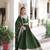 Green heavy embroidered ethnic gown with dupatta