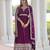 Purple heavy embroidered ethnic gown with dupatta