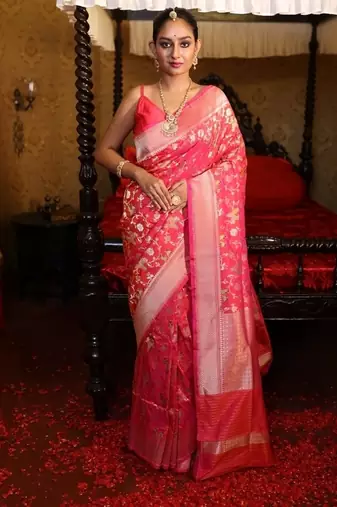 multicolor hand woven katan silk blend zari woven all seasons sarees