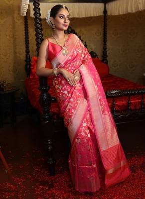 multicolor hand woven katan silk blend zari woven all seasons sarees 2