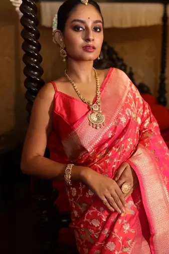 multicolor hand woven katan silk blend zari woven all seasons sarees