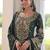 Green faux georgette embroidered sequins embroidered wedding ceremonial sharara suit