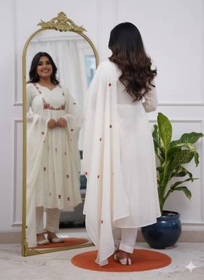 Off white p v chanderi embroidered embroiderd stitched suit 2