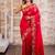 red embroidered faux silk blend blend hand embroidery all seasons sarees