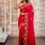 red embroidered faux silk blend blend hand embroidery all seasons sarees