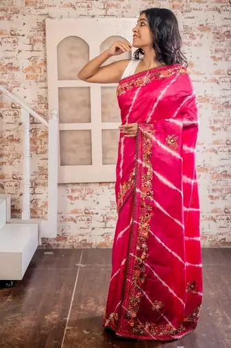 magenta hand woven tussar hand embroidery all seasons sarees