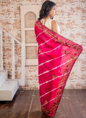 magenta hand woven tussar hand embroidery all seasons sarees 4