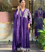 Lavender roman silk embroidered embroiderd stitched suit