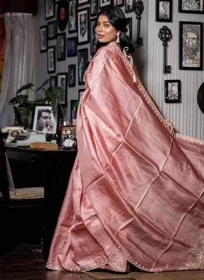 pink hand woven tussar zari work all seasons sarees 4