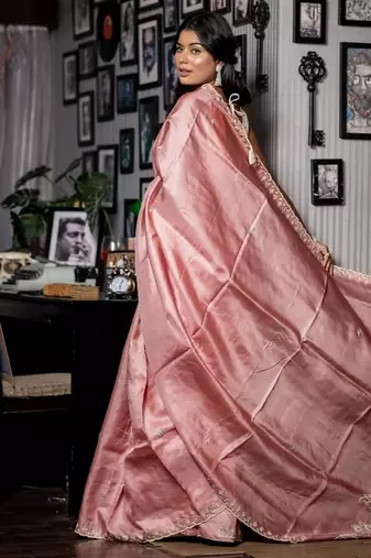 pink hand woven tussar zari work all seasons sarees