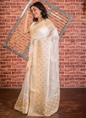 multicolor woven organza resham embroidery all seasons sarees 3