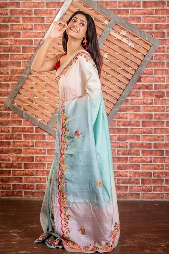 multicolor hand woven tussar hand embroidery all seasons sarees
