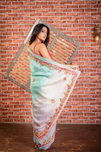 multicolor hand woven tussar hand embroidery all seasons sarees