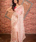 pink woven organza zari work all seasons sarees