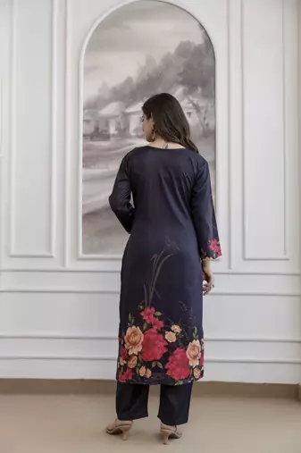Black assam silk embroidered festive wear salwar kameez