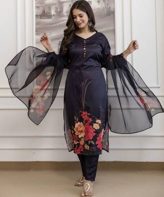 Black assam silk embroidered festive wear salwar kameez 4