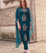 Rama rayon slub embroidered festive wear salwar kameez