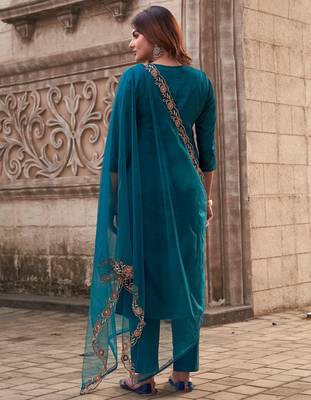 Rama rayon slub embroidered festive wear salwar kameez 2