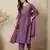 Purple roman silk embroidered festive wear salwar kameez