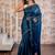 blue embroidered tussar silk blend hand embroidery all seasons sarees