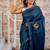 blue embroidered tussar silk blend hand embroidery all seasons sarees