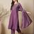 Purple roman silk embroidered festive wear salwar kameez