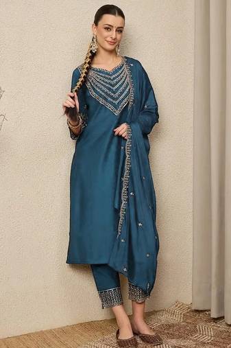 Rama roman silk embroidered festive wear salwar kameez