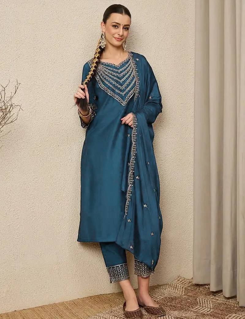 Rama roman silk embroidered festive wear salwar kameez