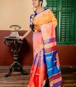pink hand woven katan silk blend hand embroidery all seasons sarees