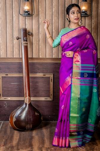 blue hand woven katan silk blend hand embroidery all seasons sarees