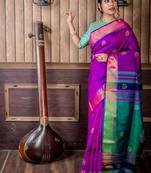 blue hand woven katan silk blend hand embroidery all seasons sarees