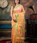 yellow hand woven silk blend cotton bengal handloom all seasons sarees