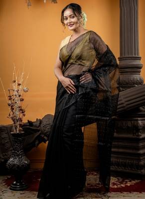 black hand woven silk blend cotton bengal handloom all seasons sarees 3