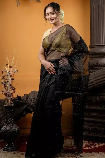 black hand woven silk blend cotton bengal handloom all seasons sarees