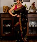 black hand woven silk blend cotton bengal handloom all seasons sarees