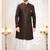 Men's brown  woven jacquard -Sherwani set