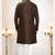 Men's brown  woven jacquard -Sherwani set