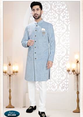 Men's blue swad velvet - kurta set 1