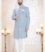 Men's blue swad velvet  - kurta set