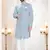 Men's blue swad velvet  - kurta set