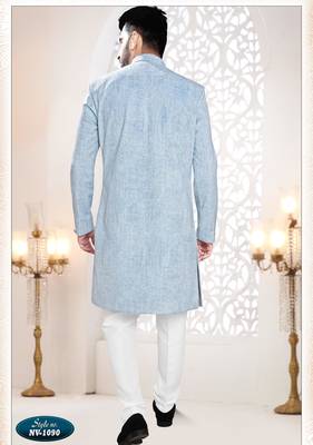 Men's blue swad velvet - kurta set 2