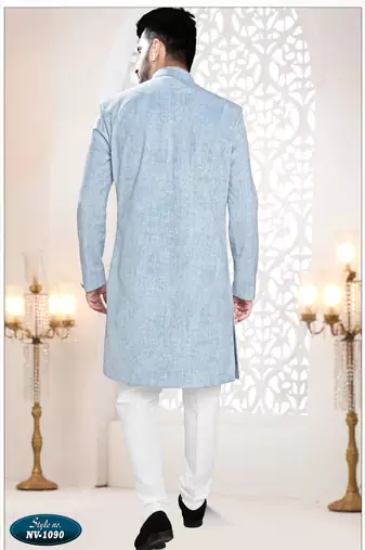 Men's blue swad velvet  - kurta set