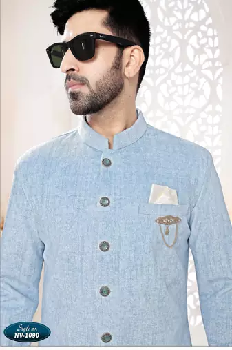 Men's blue swad velvet  - kurta set